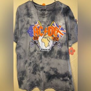 Ac/Dc Cut Out Tie-Dye T-Shirt